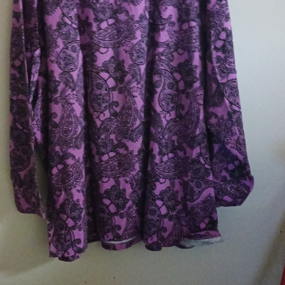 Roaman's Purple and Black Paisley Long Sleeve Top 4x A-4 - Picture 5 of 5